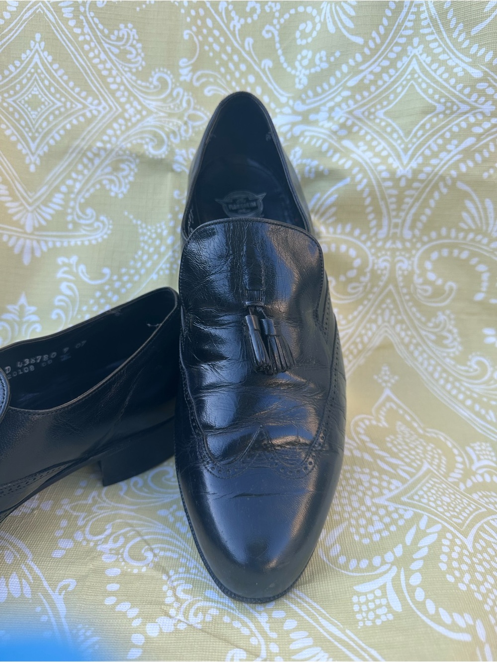 Florsheim VTG Black Leather Tassel Loafers